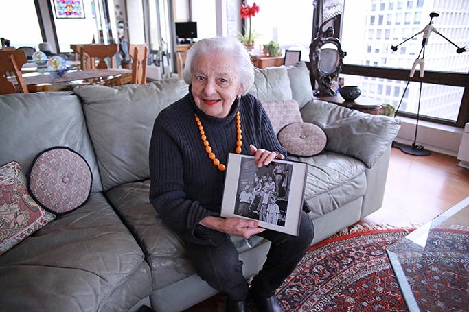 Frieda Tabak in her living room