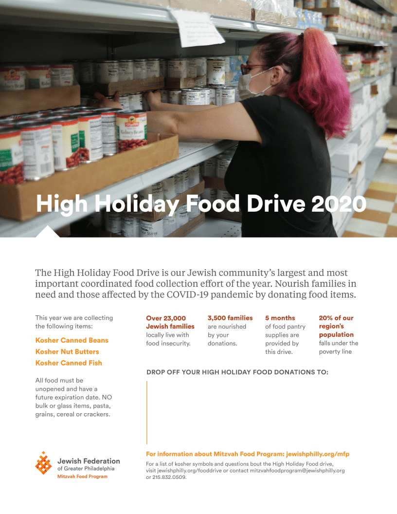 2020 High Holiday Food Drive Flyer